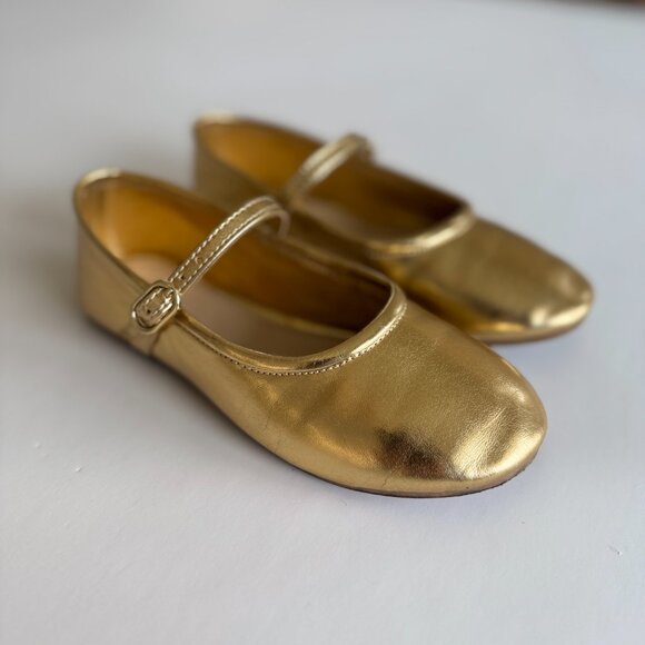 Zara Girls Gold Metallic Ballet Flats – Size 12 (EU 29) - Picture 3 of 8